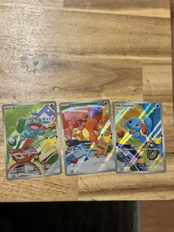 First Partner Kanto Starters Bulbasaur, Charmander, Squirtle Pokemon 3 Card Set - Image 2