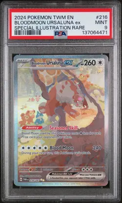 2024 POKEMON TWM EN-TWILIGHT MASQUERADE #216 BLOODMOON URSALUNA EX PSA 9 - Image 1
