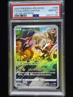 2022 POKEMON JPN SWORD & SHIELD VSTAR UNIVERSE FULL ART/GALARIAN ZAPDOS PSA 10 - Image 1