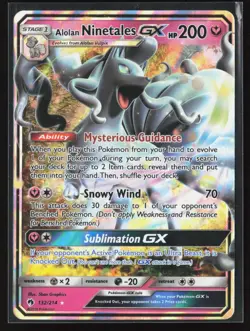 ALOLAN NINETALES GX 132/214 GX ULTRA RARE HOLO LOST THUNDER POKEMON NM/M - Image 1