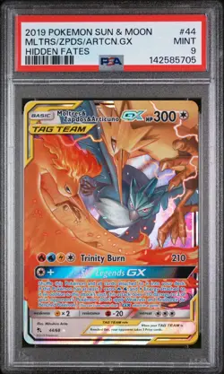 PSA 9 2019 Pokemon Moltres & Zapdos & Articuno GX 44/68 Hidden Fates 44/68 - Image 1