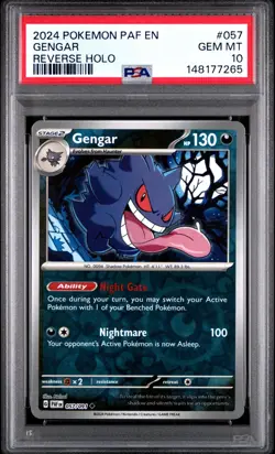 2024 POKEMON PALDEAN FATES #057 GENGAR REVERSE HOLO PSA 10 GEM MINT **LOW POP** - Image 1