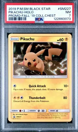 2019 POKEMON SM BLACK STAR PROMO | 2019 COLLECTOR CHEST PIKACHU-HOLO SM227 PSA 7 - Image 1