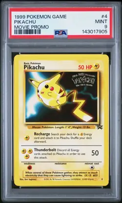 1999 POKEMON GAME MOVIE PROMO #4 PIKACHU PSA 9 Fresh Slab Free Shipping - Image 1