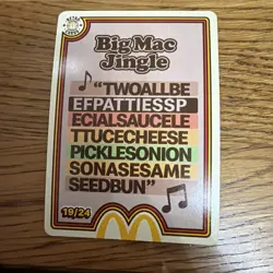 Big Mac Jingle 19/24 Mcdonalds Trading Card 2026 UnRedeemed trading card - Image 1