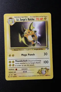 Pokemon Card - Lt. Surge's Raichu Gym Heroes 28/132 Rare Unlimited Ungraded - Image 1
