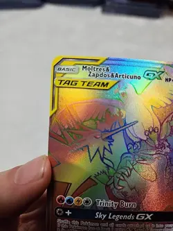 Rainbow Moltres Zapdos Articuno GX Secret Rare Pokemon 69/68 Tag Team Holo NM-M - Image 2