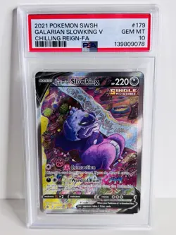 Galarian Slowking V PSA 10 Alt Art Chilling Reign Pokemon Card 179/198 FA 2021 - Image 2
