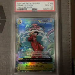 2024 One Piece OP08 Monkey D. Luffy Treasure Rare TR OP07-109 PSA 10 - Image 1