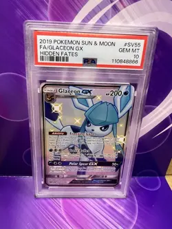 Pokemon TCG Glaceon GX Full Art Holo Card SV55/SV94 (PSA-10) - Image 1
