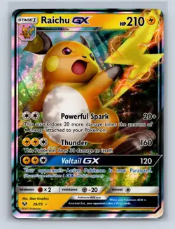 RAICHU GX 29/73 HOLO RARE GX SHINING LEGENDS POKEMON LP - Image 1