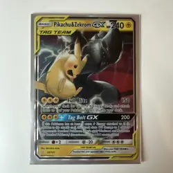 Pokemon Card Pikachu & Zekrom GX 33/181 Tag Team World Championships 2019 Played - Image 1