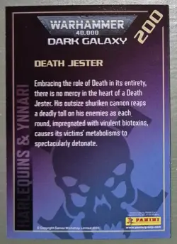 Warhammer Dark Galaxy card: WEBWAY 200 HARLEQUINS AND YNNARI rare FOIL PANINI - Image 2