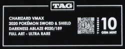 2020 Pokemon SWSH Darkness Ablaze 020/189 Charizard VMAX Ultra Rare TAG 10 (958) - Image 3