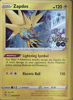 Pokemon Pokemon GO Holo Zapdos 029/078 Holo R NM - Image 1