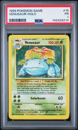 PSA 1 PR 1999 Base Set Venusaur 15/102 Holo Foil Pokemon WOTC Unlimited - Image 2