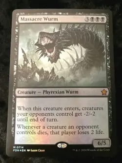1x MTG Massacre Wurm *FOIL* FDN Mythic! NM Mint! - Image 1