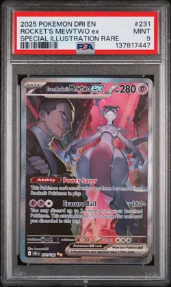 Team Rocket's Mewtwo ex 231/182 PSA 9 MINT Pokemon Special Illustration Rare - Image 1
