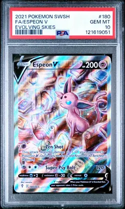 2021 Pokemon Sword & Shield Evolving Skies Espeon V PSA 10 #180/203 - Image 1