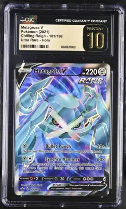 Pokemon Metagross V 181/198 Ultra Rare Chilling Reign - CGC 10 PRISTINE - Image 1