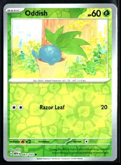 2023 Scarlet & Violet - 151 Oddish #43 Reverse Holo Pokemon Card - Image 1