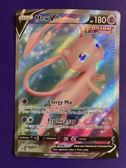 Heavily Played Mew V 250/264 Full Art Pokemon Card Listing C - Image 1