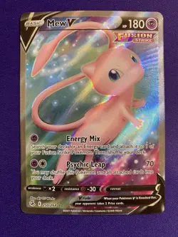 Heavily Played Mew V 250/264 Full Art Pokemon Card Listing E - Image 1