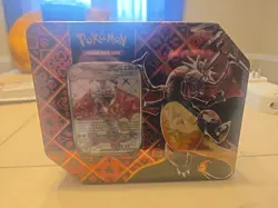 Pokemon TCG Paldean Fates Shiny Charizard EX Tin 5 Pack Factory Sealed - Image 1