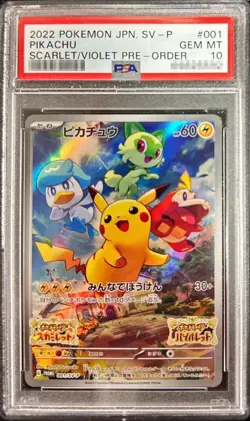 PSA 10 GEM MINT Pikachu 001/SV-P PROMO Scarlet Violet Pre Order Japanese Pokemon - Image 1