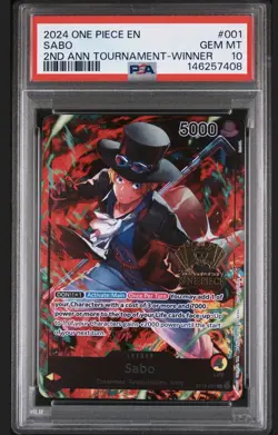 One Piece ST13-001 Sabo 2nd Anniversary Tournament Winner Promo PSA 10 - Image 1