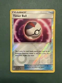 Pokemon Timer Ball Trainer Trading Card 134/149 Reverse Holo Sun and Moon 2017 - Image 1