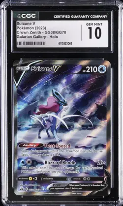 2023 POKEMON CROWN ZENITH GALARIAN GALLERY - HOLO SUICUNE V CGC 10 GEM MINT - Image 1