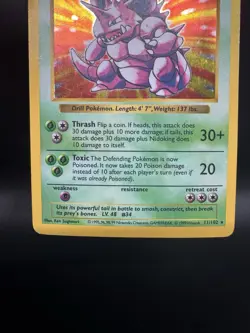 Pokemon TCG Nidoking 11/102 Shadowless Base Set Vintage Holo WOTC - HP - Image 4