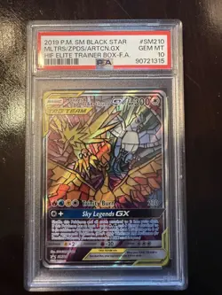 Pokemon Glass Birds Moltres & Zapdos & Articuno GX SM210 Sm Holo PSA 10 - Image 1
