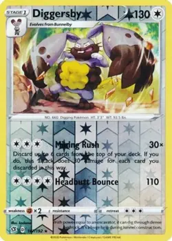 Pokemon - Diggersby - 147/192 - Rare Reverse Holo - REBEL CLASH - NM/M - Image 1