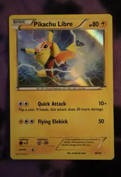 Pokemon Pikachu Libre 30/30 XY Trainer Kit Holo Common Basic Lightning 80HP Card - Image 1