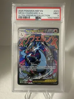 Mega Charizard x EX 023 Me: Mega Evolution Promo Holo Pokemon Card PSA 9 - Image 1