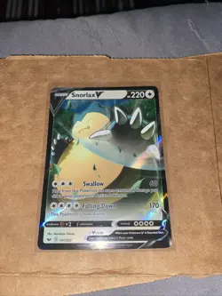 Pokemon TCG Snorlax v Sword & Shield Base Set Holo Ultra Rare Card 141/202 - Image 1