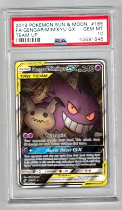 Pokemon Card PSA 10 Gem Mint Gengar & Mimikyu GX 165/181 Team Up - Image 1