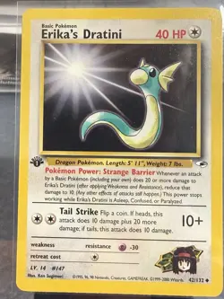 Pokemon Erika's Dratini 1st Edition Gym Heroes 42/132 Uncommon Regular English - Image 1