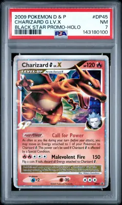 2009 POKEMON DIAMOND & PEARL BLACK STAR PROMO HOLO #DP45 CHARIZARD G LV.X PSA 7 - Image 1
