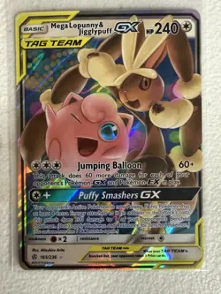 Pokemon TCG Mega Lopunny & Jigglypuff GX 165/236 Cosmic Eclipse 2019 Tag Team - Image 1