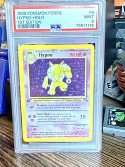 1999 Pokemon Fossil #8 Hypno 1st edition Holo PSA 9 MINT card 8/62 - Image 1