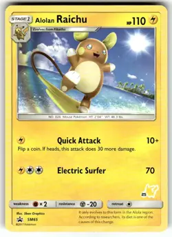 Alolan Raichu SM65 Sun & Moon Black Star Promo Pokemon Card (non-holo) - Image 1