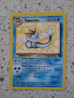 Pokemon Vaporeon 28/64 Jungle Rare 80 HP Unlimited Regular English 1999 - Image 1