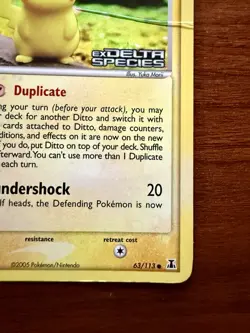 Pokemon Ditto (Pikachu) EX Delta Species 2005 Reverse Holo 63/113 - DMG - Image 5