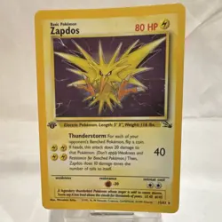 Pokemon Zapdos Fossil Holo Rare 1st Edition 80 HP Basic 15/62 1999 English - Image 1
