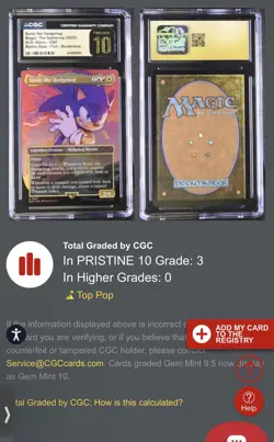 MTG Sonic the Hedgehog Mythic Foil CGC PRISTINE 10 Pop 3 🔥 - Image 3