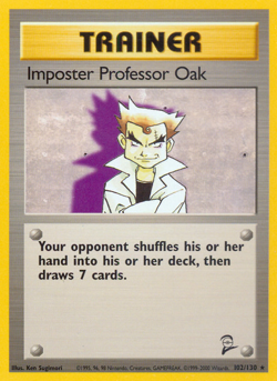 Imposter Professor Oak 102/130 Rare Base Set 2 Pokemon Moderately Played - Image 1
