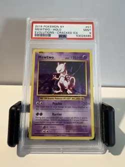2016 Pokemon XY Evolutions Mewtwo Holo Cracked Ice PSA 9 Mint - Image 1